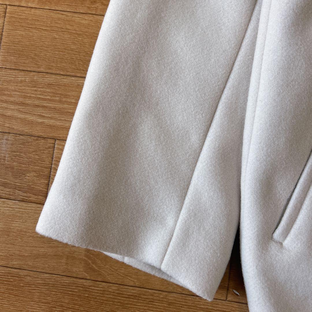 美品✨イエナ マンテコ ノーカラーウールコート ロングコート アイボリー 38