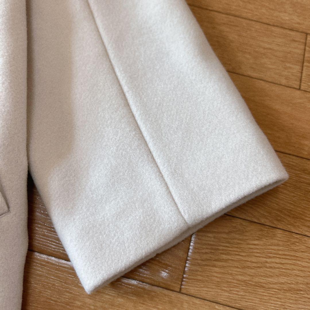 美品✨イエナ マンテコ ノーカラーウールコート ロングコート アイボリー 38