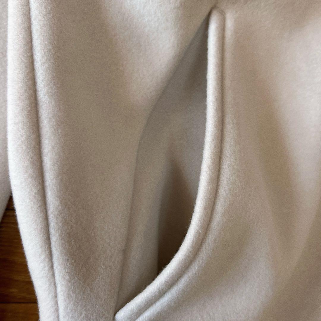 美品✨イエナ マンテコ ノーカラーウールコート ロングコート アイボリー 38