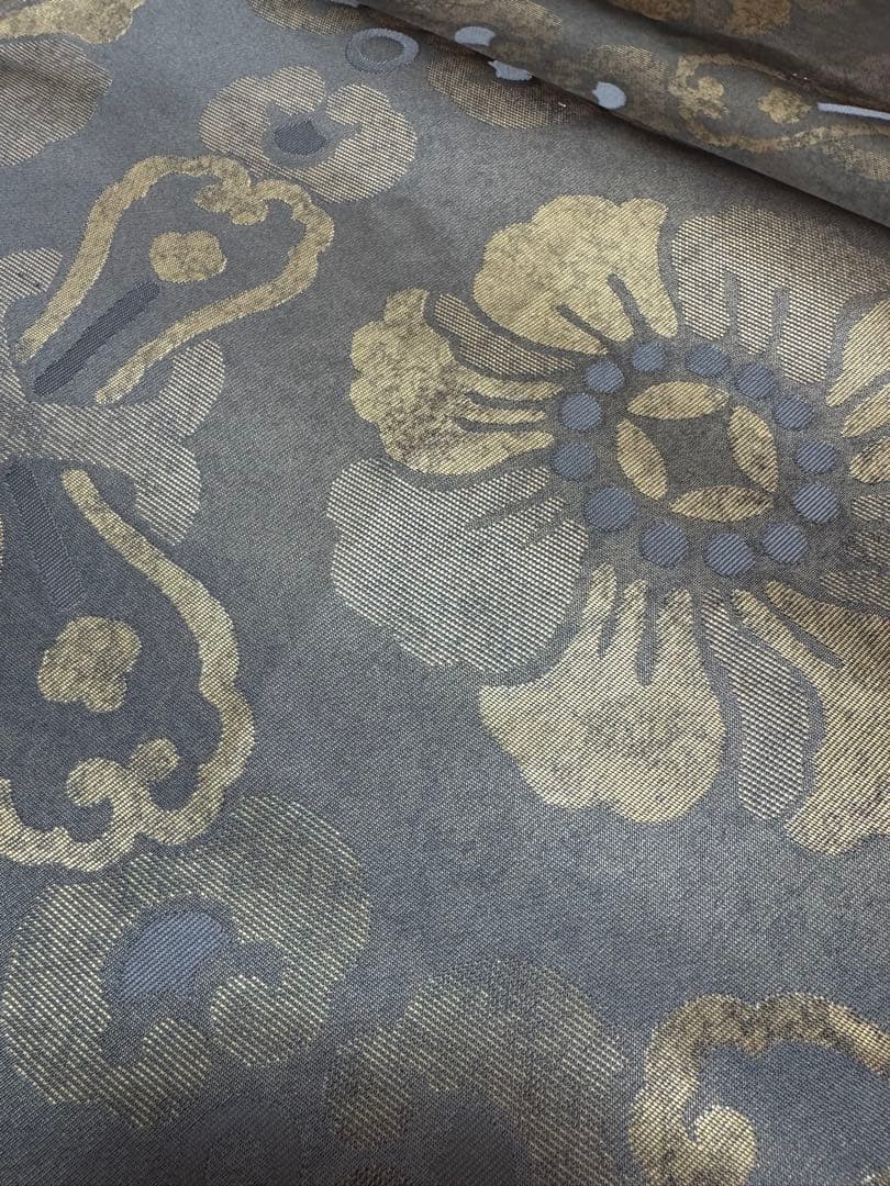 【極美品】伝統工芸士「内田弘基氏作」経糸4600本織「牡丹文様」オリーブ色
