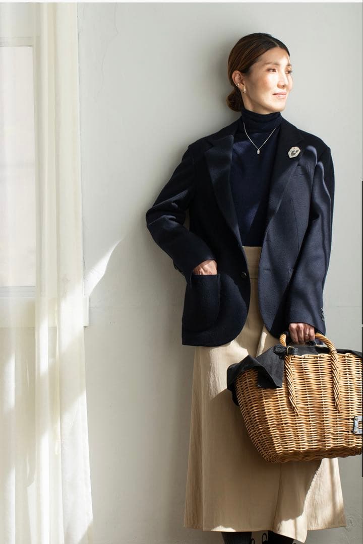 ebagos エバゴス　マルシェ　ブライドルレザー×紅籐　BLACK 定番トート