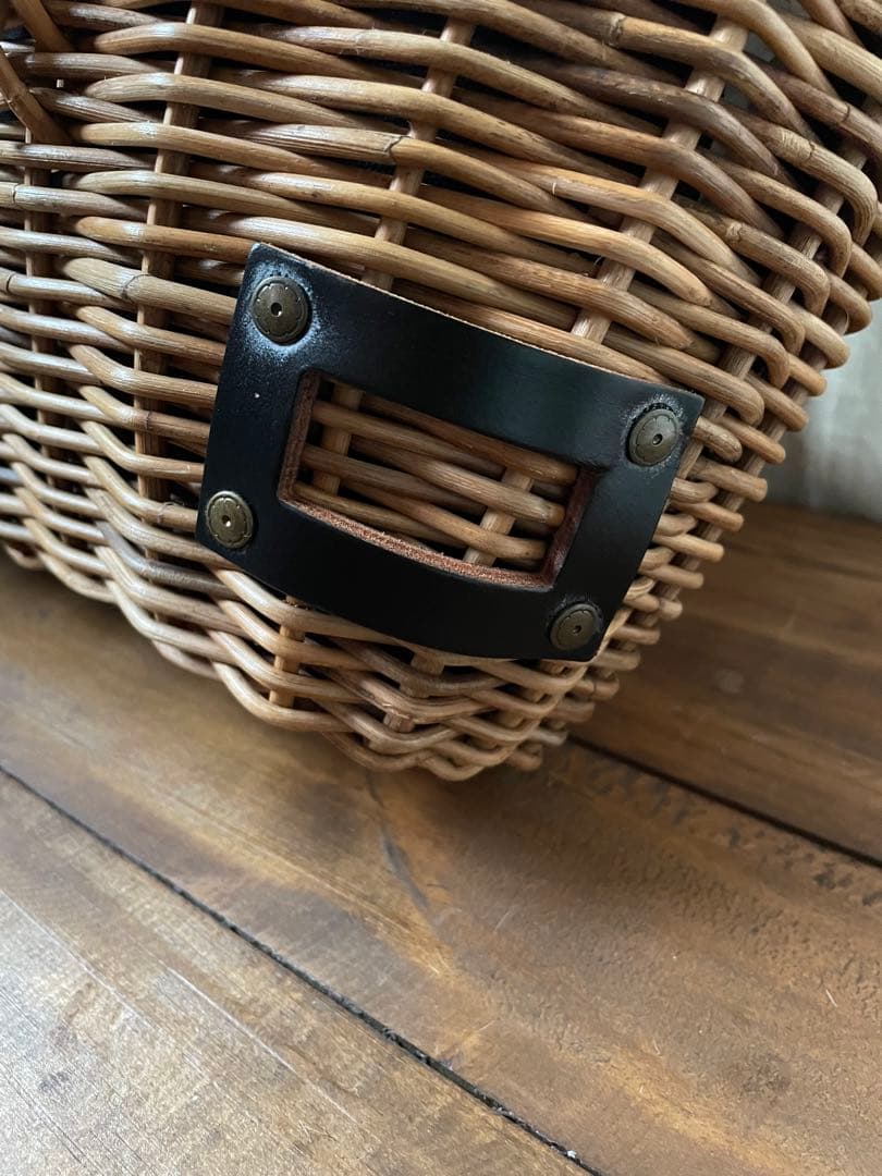 ebagos エバゴス　マルシェ　ブライドルレザー×紅籐　BLACK 定番トート