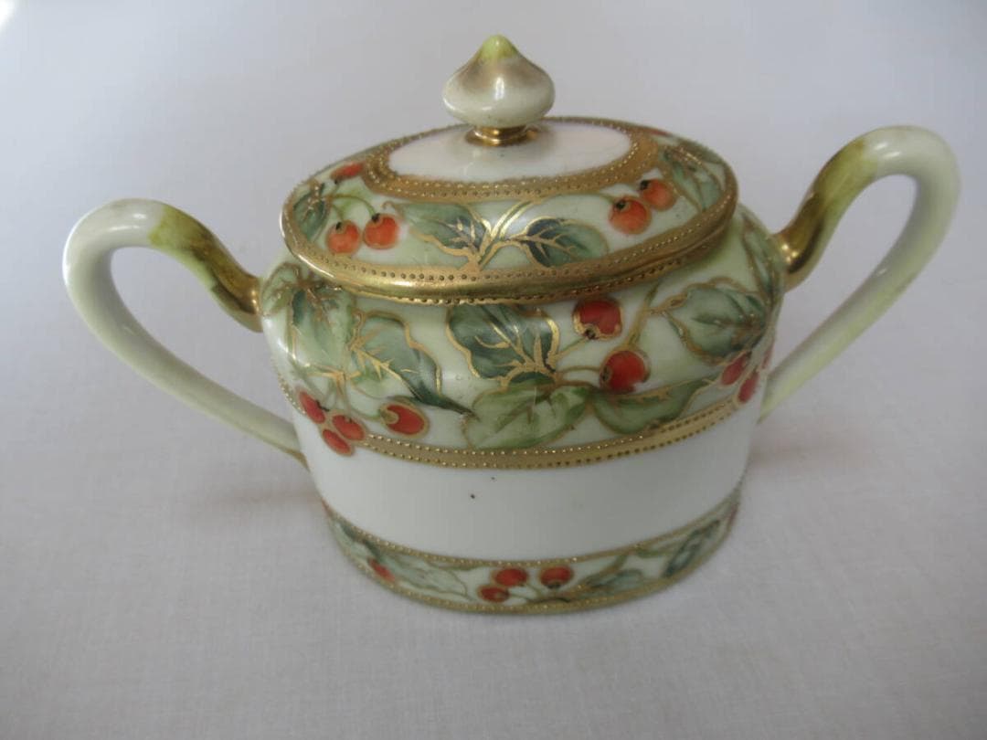 極希少美品 明治後期定価12万◆初期オールドノリタケ シュガーポット＆クリーマー