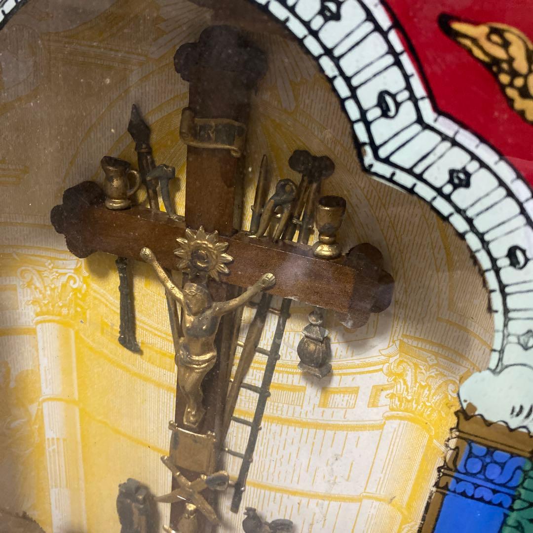 希少！1900前後アンティーク受難の十字架シャドーボックス