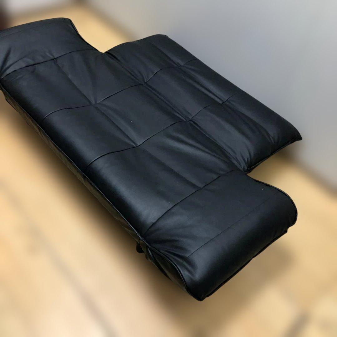 送料無料 ソファベッド リクライニング ブラック 合皮 ソファ88142