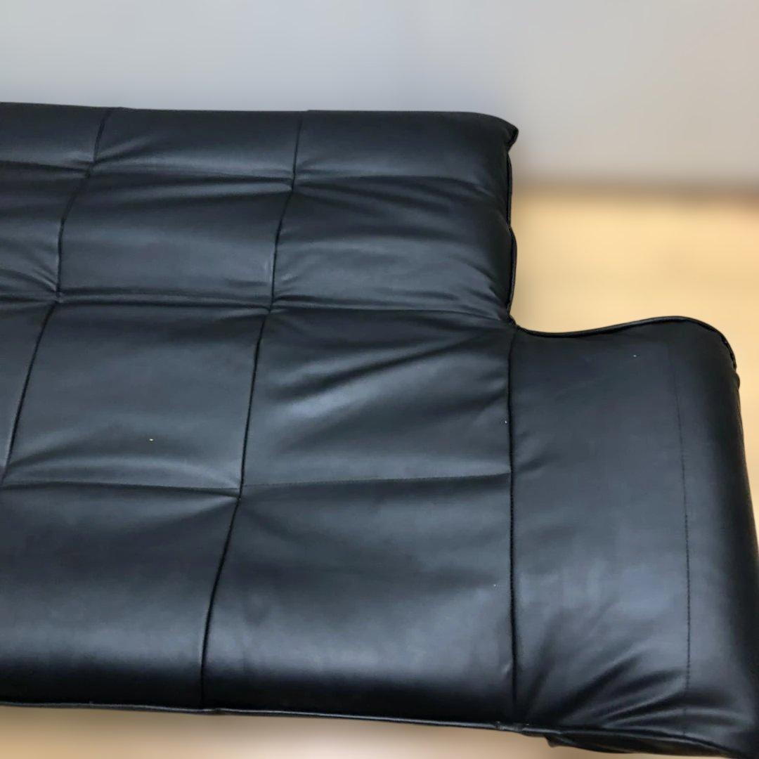 送料無料 ソファベッド リクライニング ブラック 合皮 ソファ88142