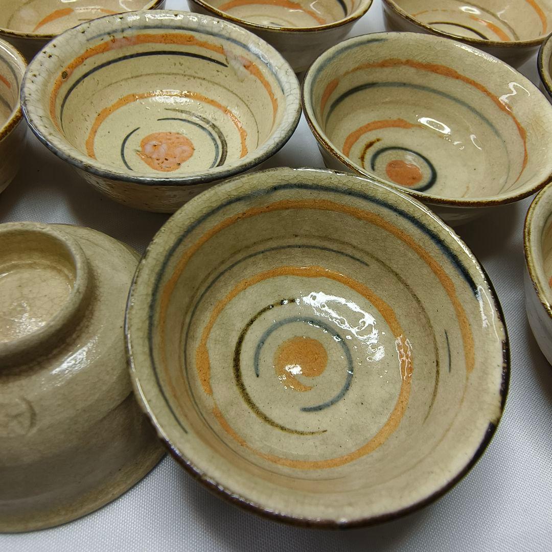 和骨董 京焼 ぐい呑み12客 共箱 手作り 在銘 中国功夫茶杯 レクター放出美品