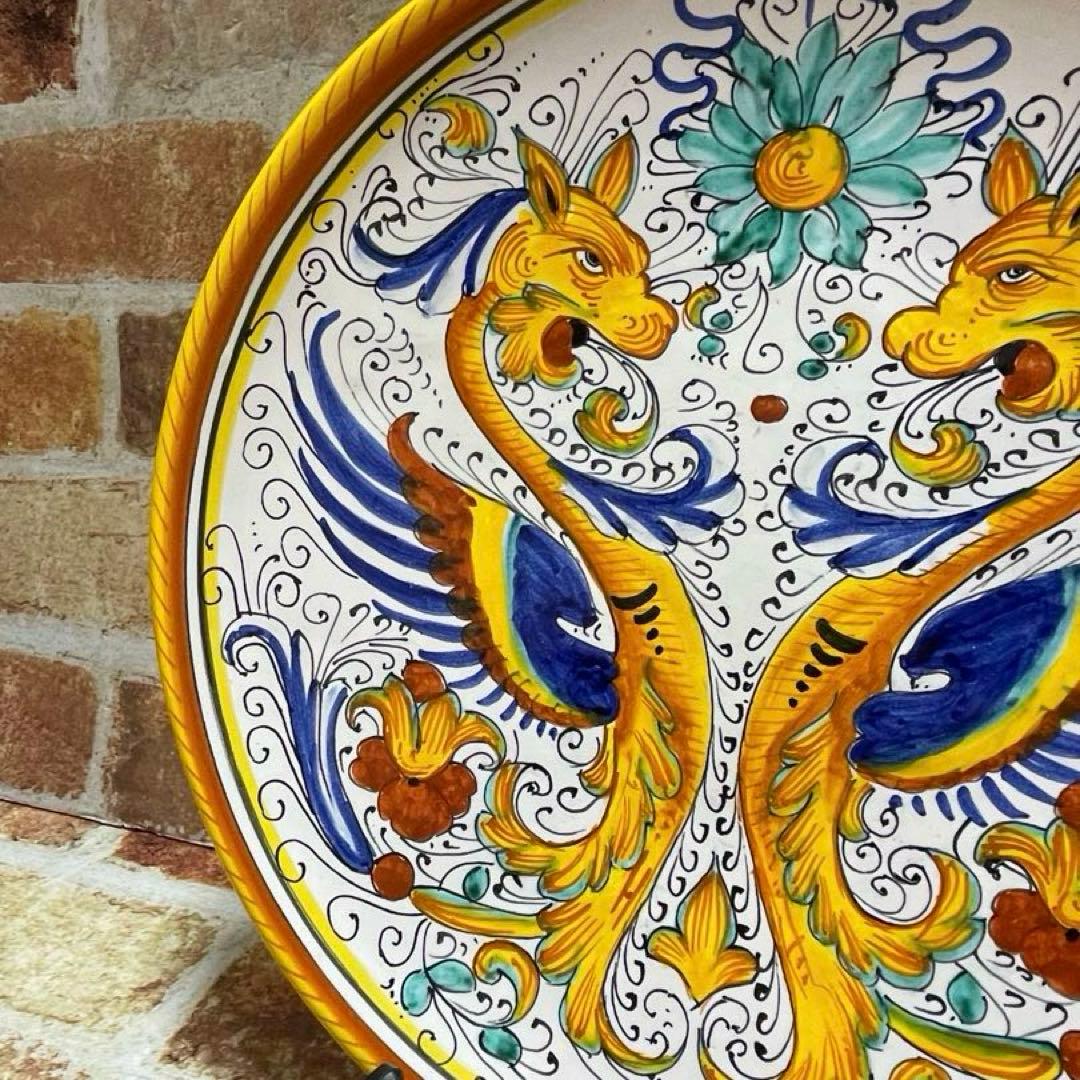 イタリア製 マヨルカ焼き デルータ陶器 飾り皿