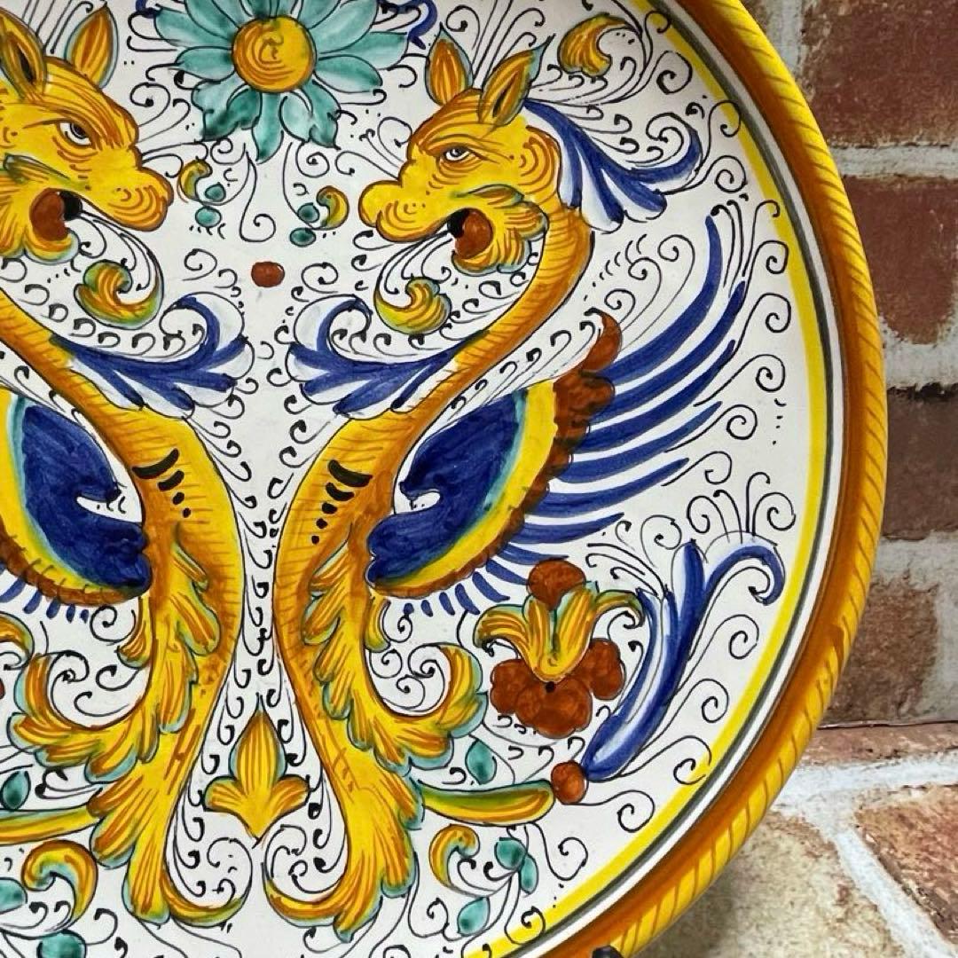 イタリア製 マヨルカ焼き デルータ陶器 飾り皿