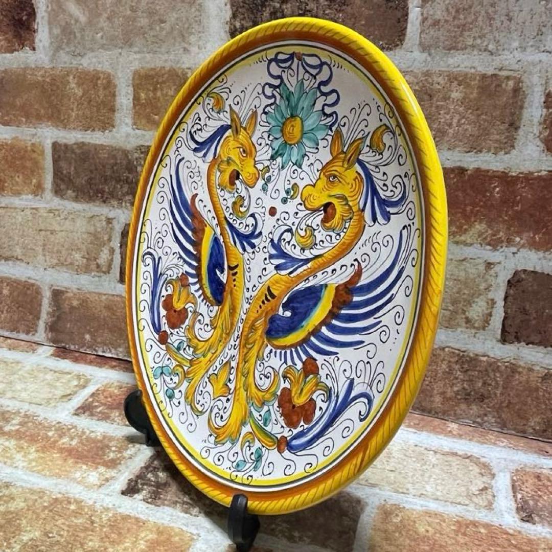 イタリア製 マヨルカ焼き デルータ陶器 飾り皿