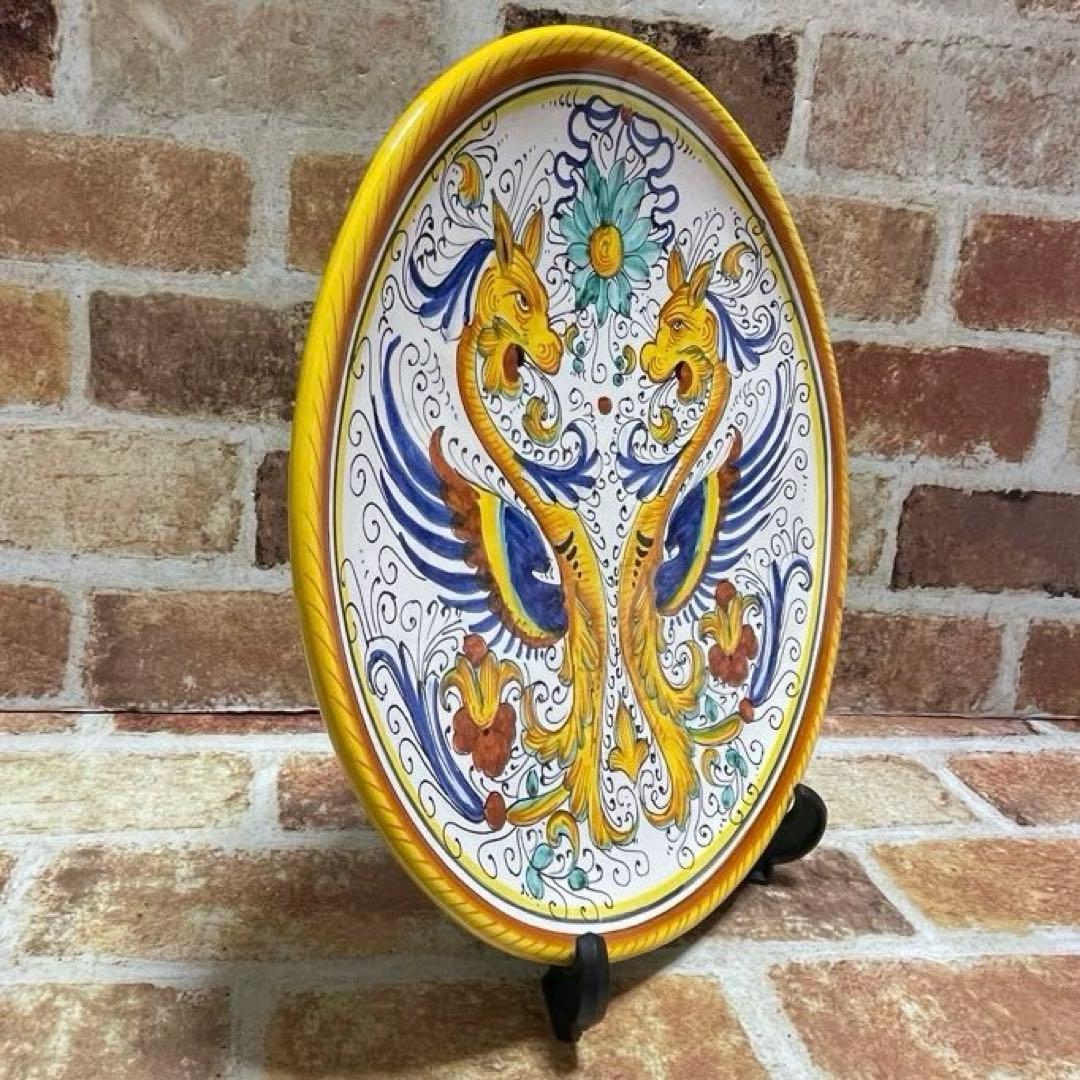 イタリア製 マヨルカ焼き デルータ陶器 飾り皿