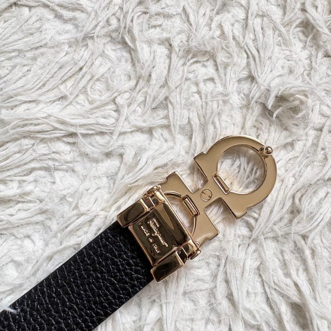 未使用級　フェラガモ　ダブルガンチーニ　ベルト　ゴールドバックル　リバーシブル