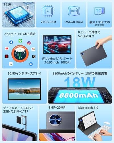 【＊未使用品＊】☆高性能11インチFullHD液晶タブレット☆SIMフリー対応!