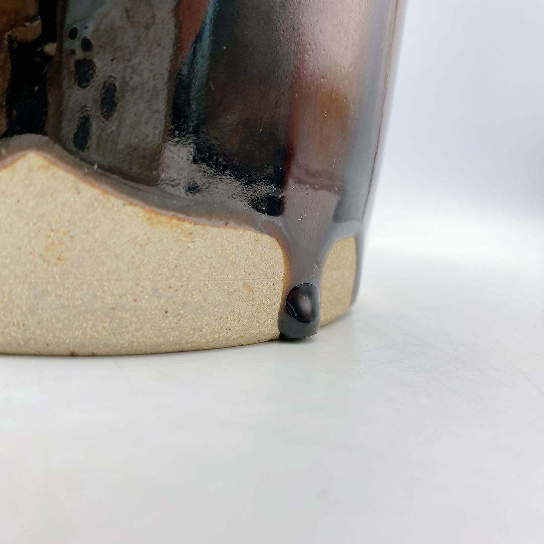 膳所焼 水指 耳付ヘラ目 水指 陽炎園造 茶道具 お茶