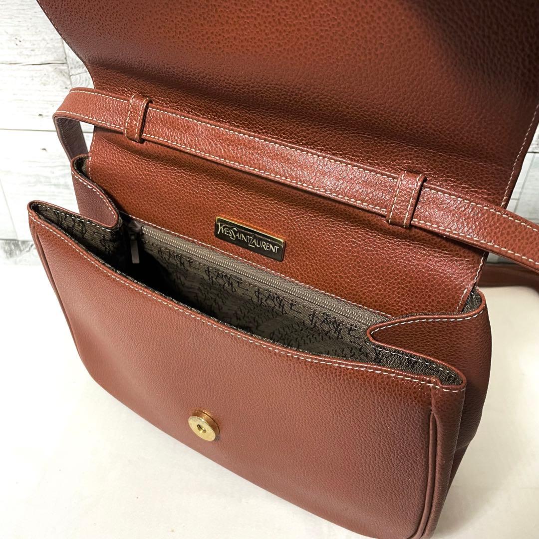 【美品】Yves Saint Laurent ショルダーバッグ ステッチロゴ