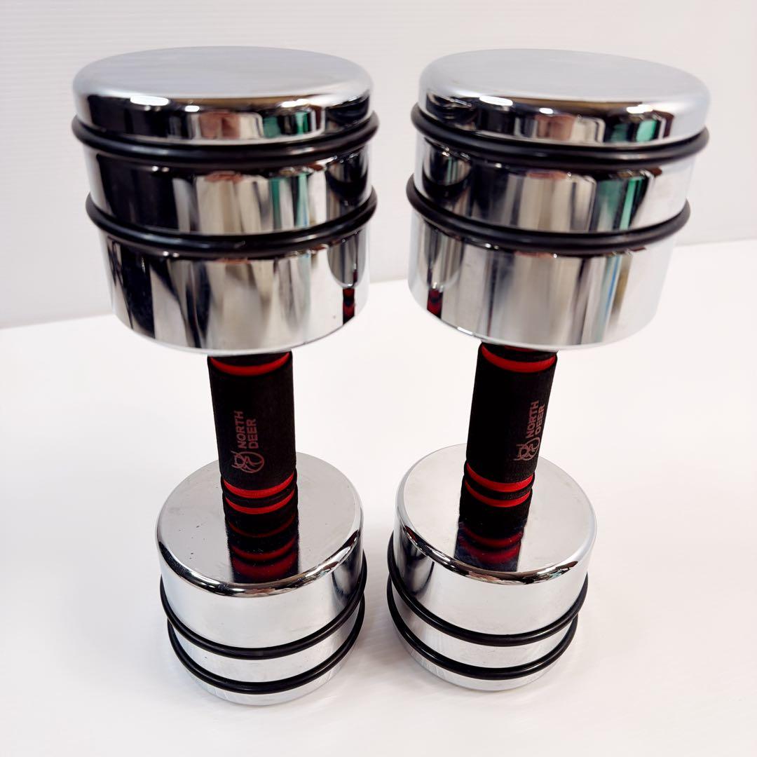 Northdeer　可変式スチール製　10kg　ダンベル　2個セット　鏡面仕上げ