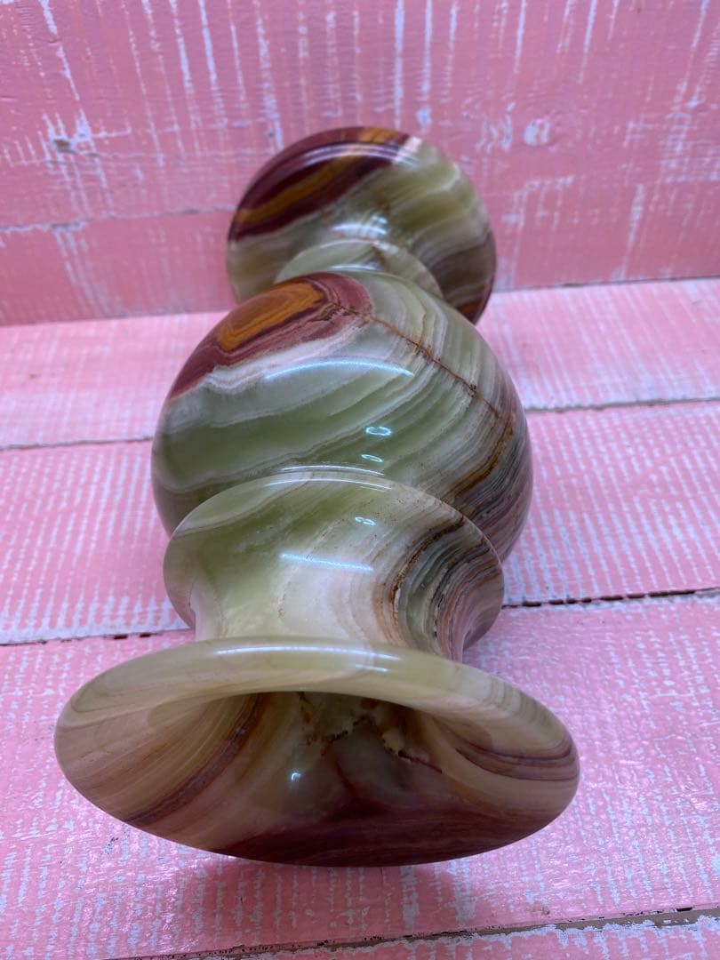 オニキス　フラワーベース　GENUINE ONYX　置物　ヴィンテージ