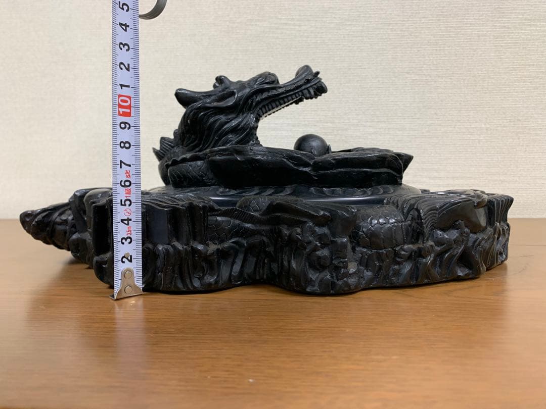 藍浦白雲石特製　硯石　龍　置物　すずり