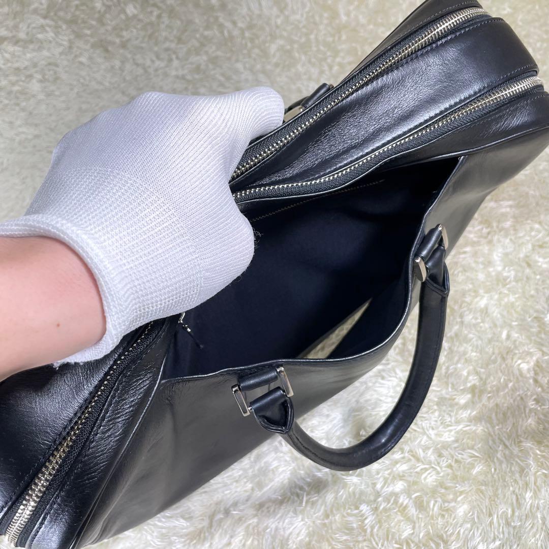 大容量 ビジネスレザーファクトリー ブリーフケース 黒 キャリーホルダー A4