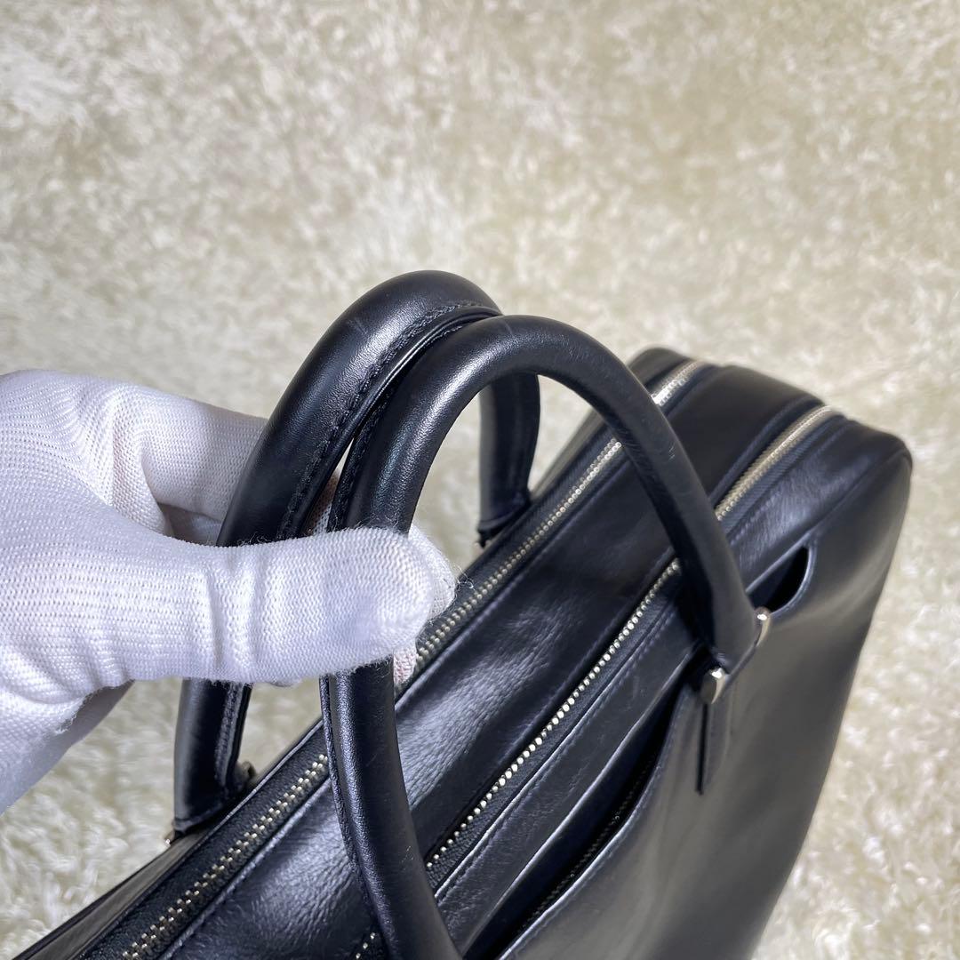 大容量 ビジネスレザーファクトリー ブリーフケース 黒 キャリーホルダー A4