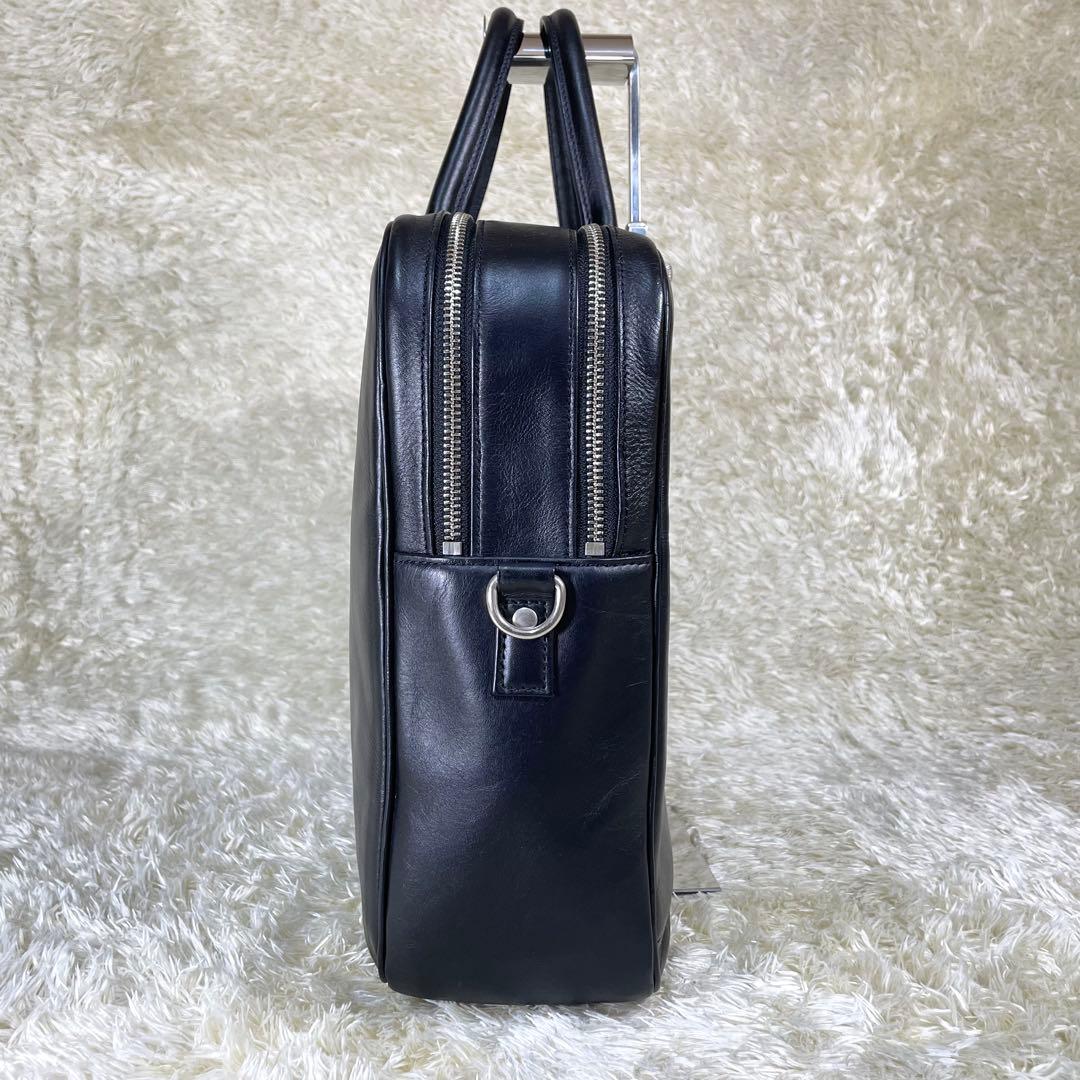 大容量 ビジネスレザーファクトリー ブリーフケース 黒 キャリーホルダー A4