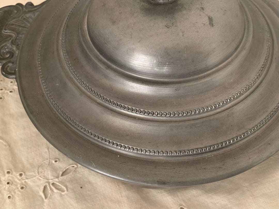 フランス　蚤の市　ピューター製　鍋　ブロカント