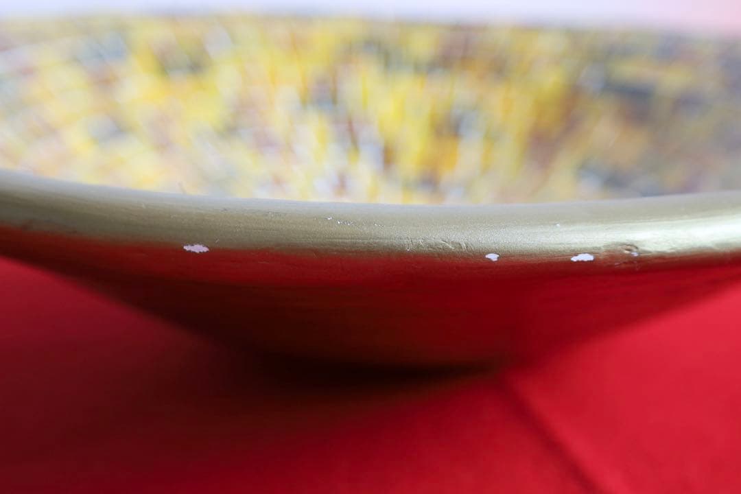 シンガポール雑貨・大皿・飾皿【モザイクガラス　プレート　ボウル　金色】