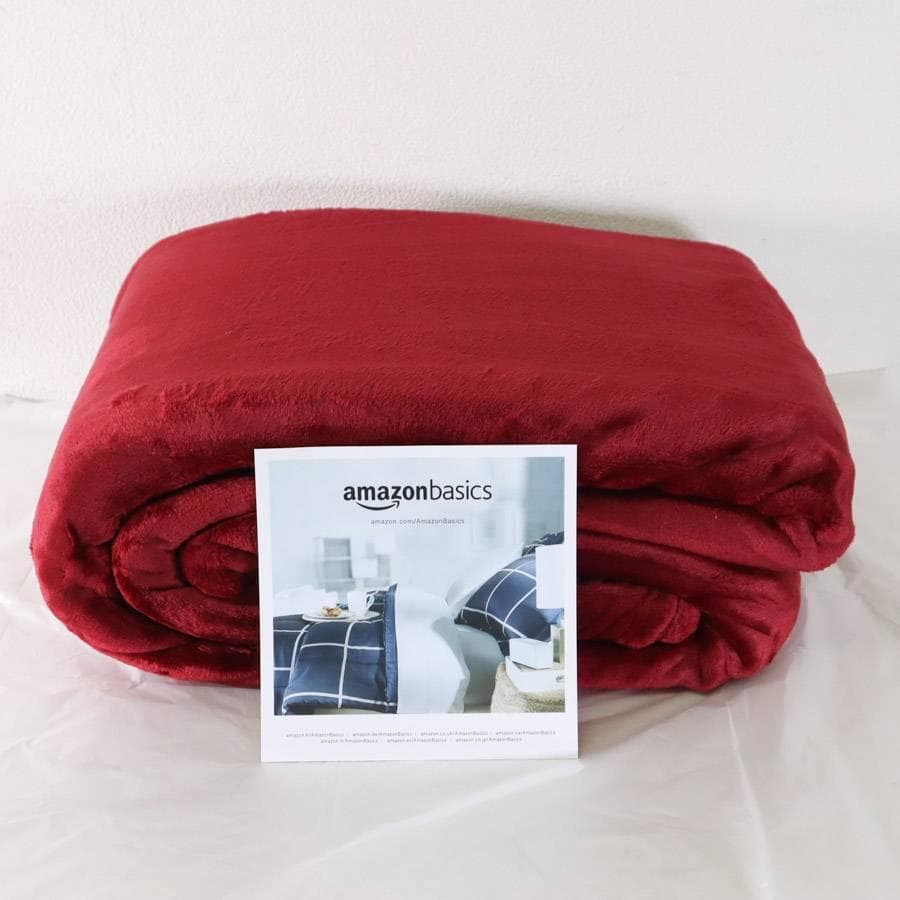 2枚セット 新品 アマゾンベーシック ブランケット 大判 赤 ベルベット調