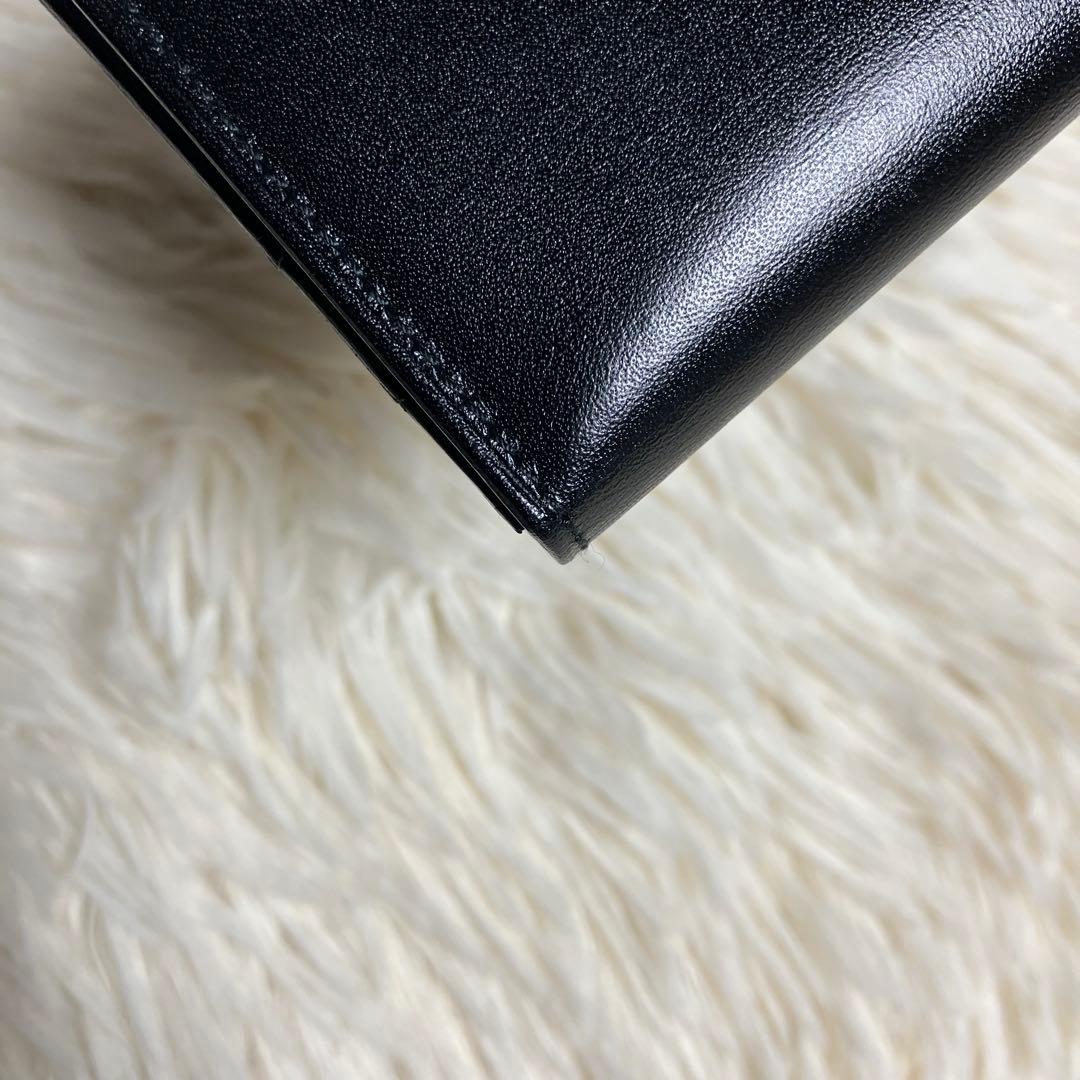 【未使用保管】 カルティエ 名刺入れ レザーブラック ゴールドロゴ