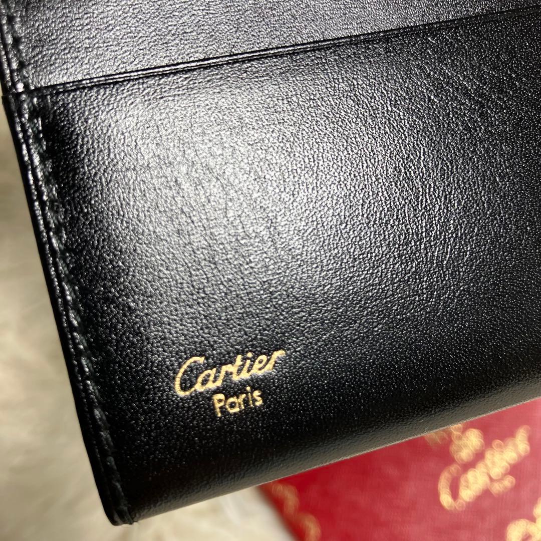 【未使用保管】 カルティエ 名刺入れ レザーブラック ゴールドロゴ
