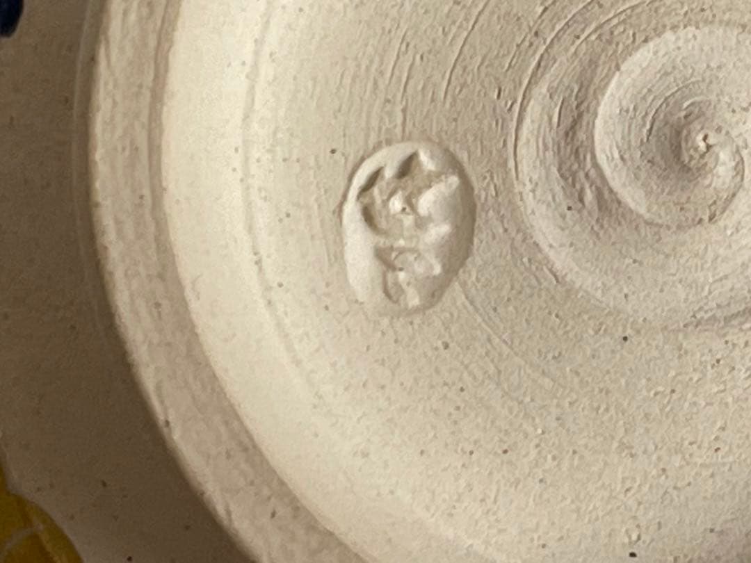 陶芸家　淡海　膳所　陽炎園　ぜぜ　色絵菊茶碗　抹茶碗　共箱