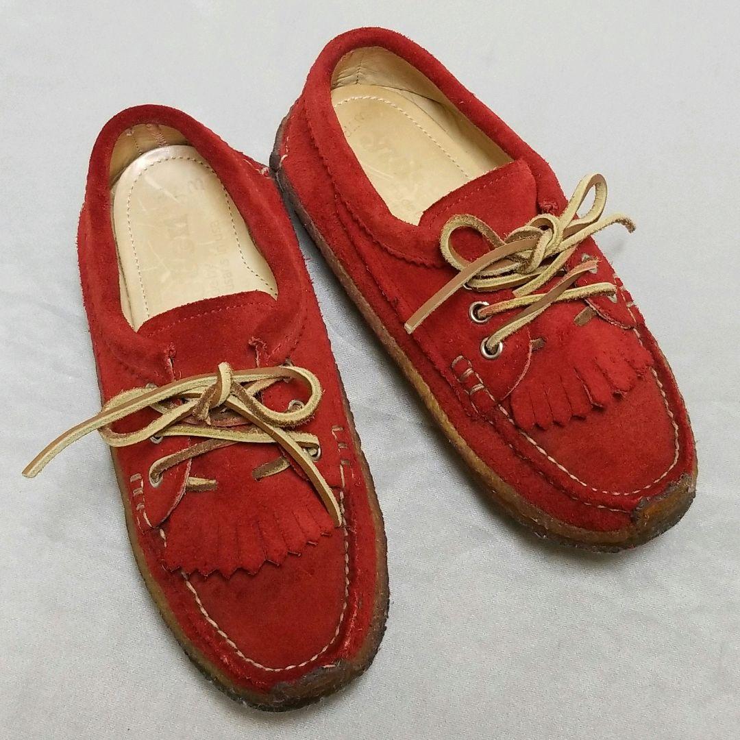 秋冬 ユケテン モカシン クレープソール シューズ 赤 YUKETEN 24