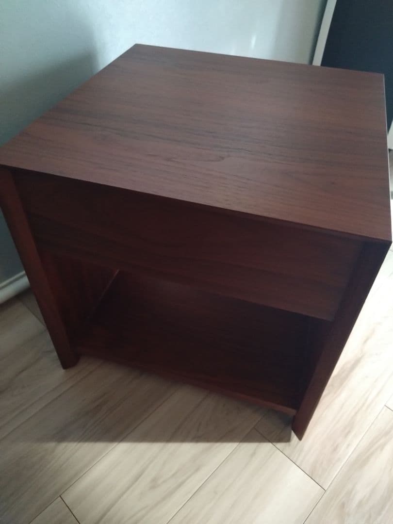 木製サイドテーブル　ウォールナット　 引き出し付き