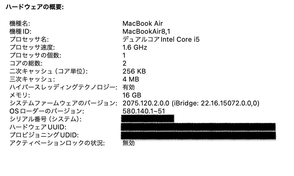 MacBook Air 13″ 2018 1.6GHz/16GB/256GB