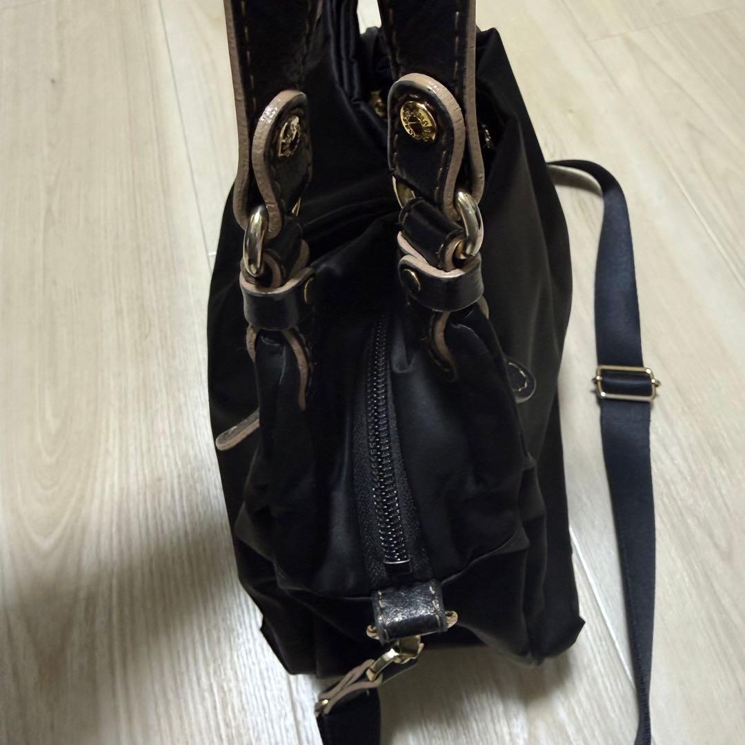 【美品】russet ラシット カラーハンドルミニトートバッグ 黒 2way