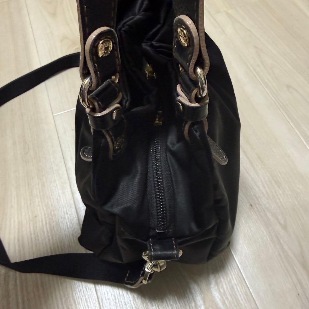 【美品】russet ラシット カラーハンドルミニトートバッグ 黒 2way