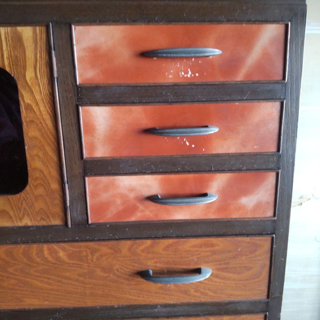 昭和レトロ　小物入れ付きタンス　箪笥　 奥行42cm幅89cm高さ120cm