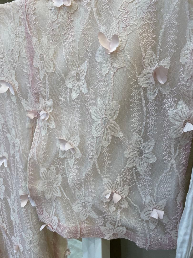 蝶柄 レース着物 ピンク 和洋ミックス 小紋 バッグおまけ付き