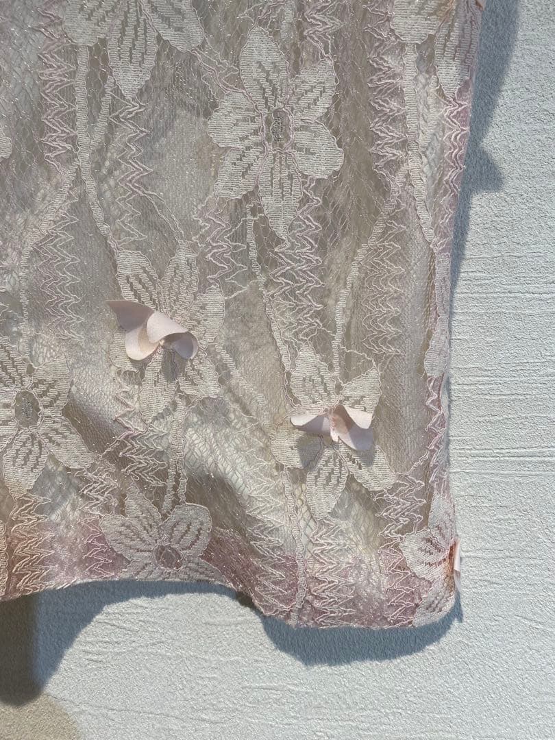 蝶柄 レース着物 ピンク 和洋ミックス 小紋 バッグおまけ付き