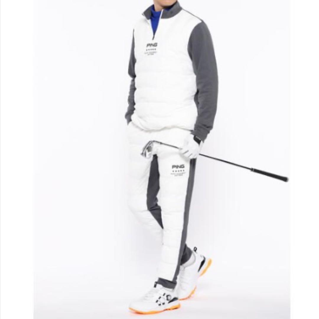 【新品】PING 2024年　キルティング ハーフジップシャツ　ホワイト　LL