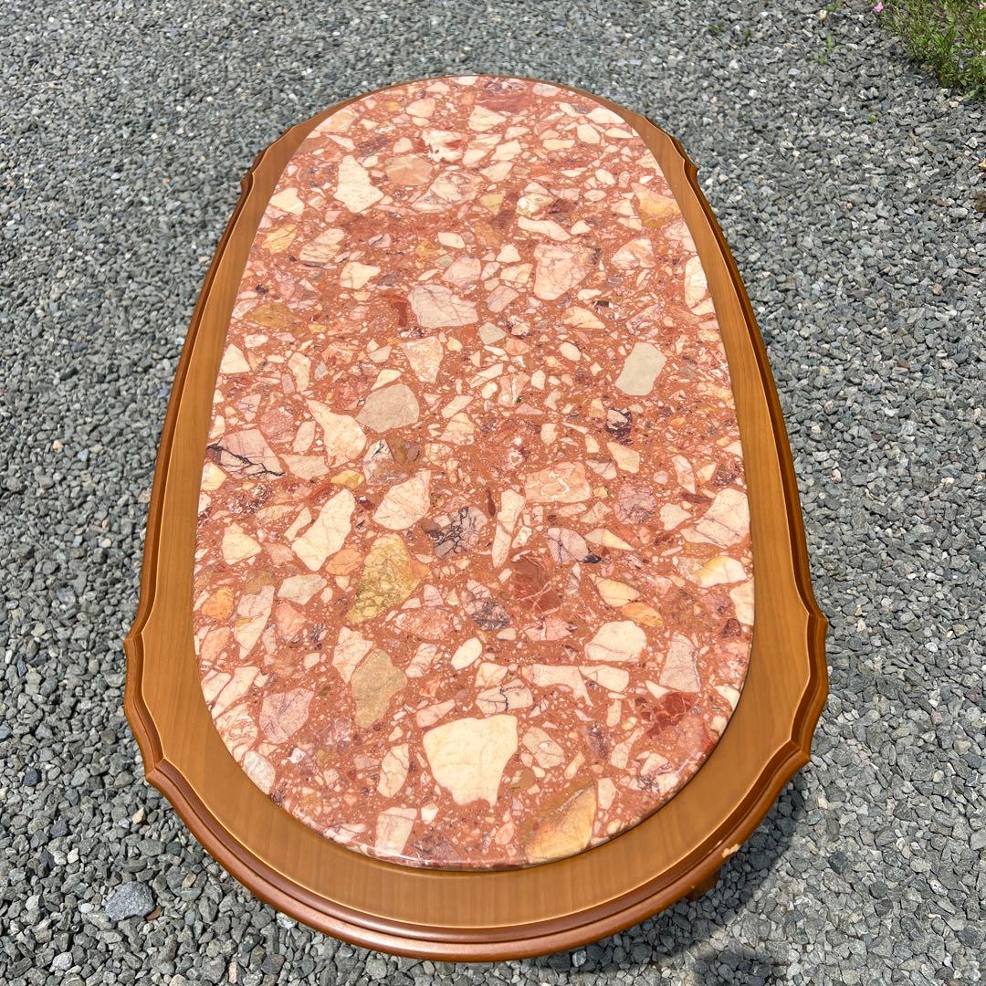 イタリア家具 大理石 センターテーブル ローテーブル ロココ調 猫脚 楕円