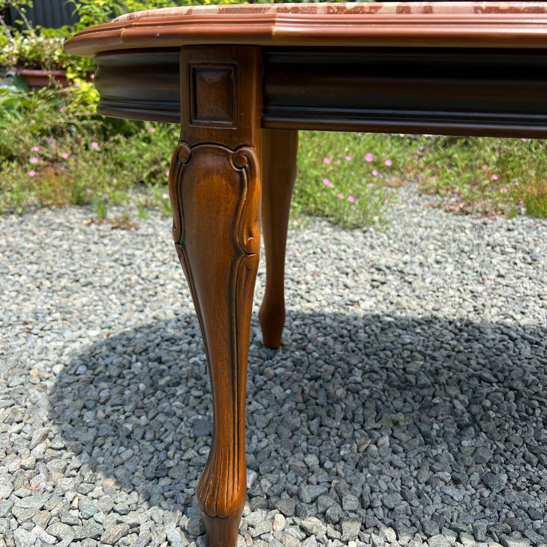 イタリア家具 大理石 センターテーブル ローテーブル ロココ調 猫脚 楕円