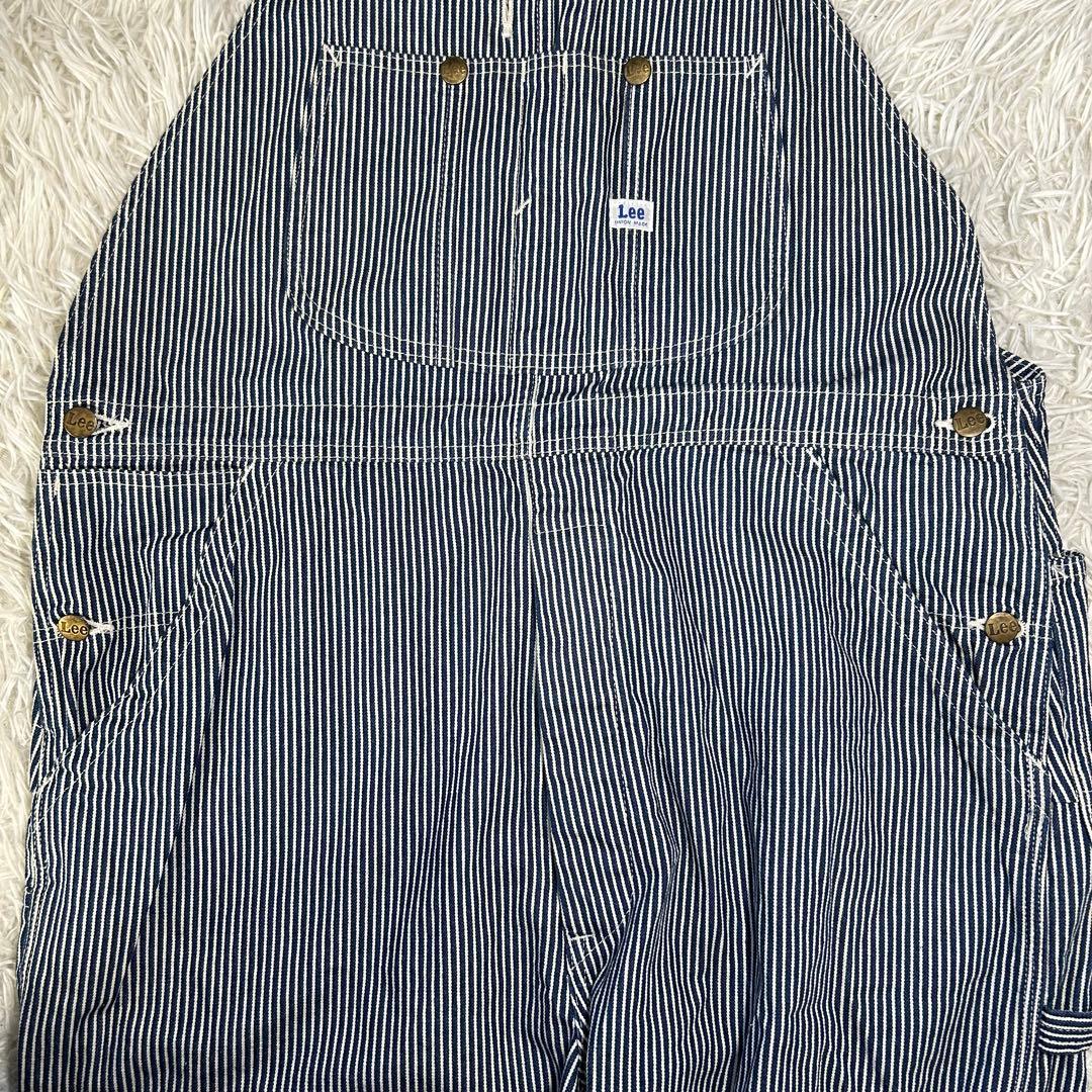 美品　Lee リー　LM7254 ヒッコリー 2L 大きいサイズ オーバーオール