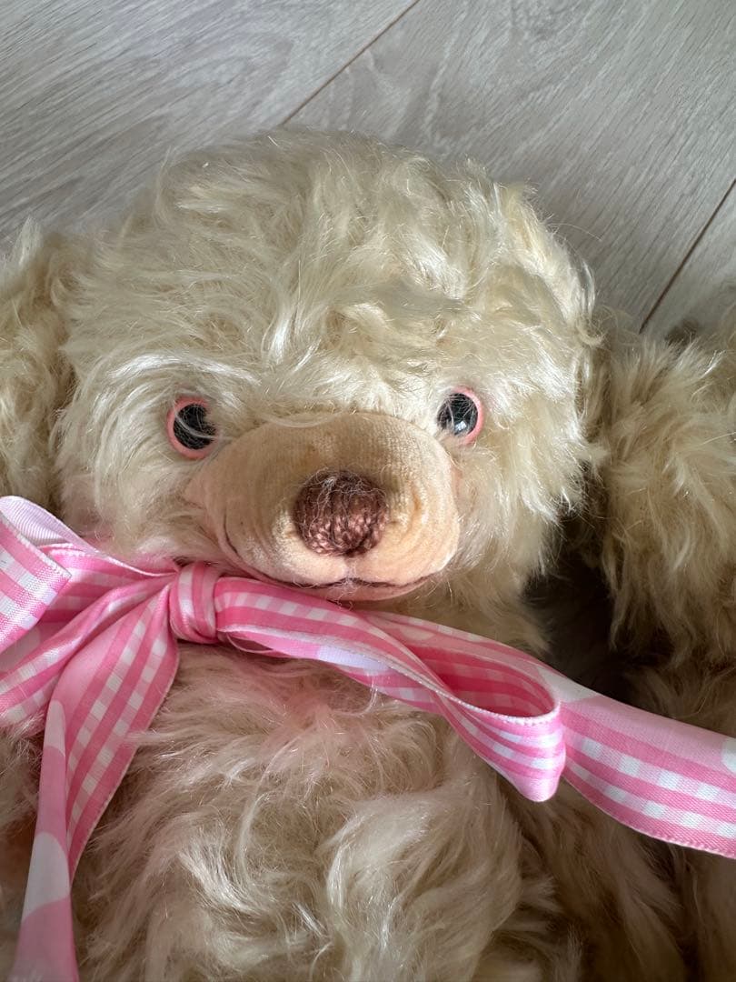 メリーソート写真チーキー2体セット　ピンクリボン　テディベア　ヴィンテージ双子