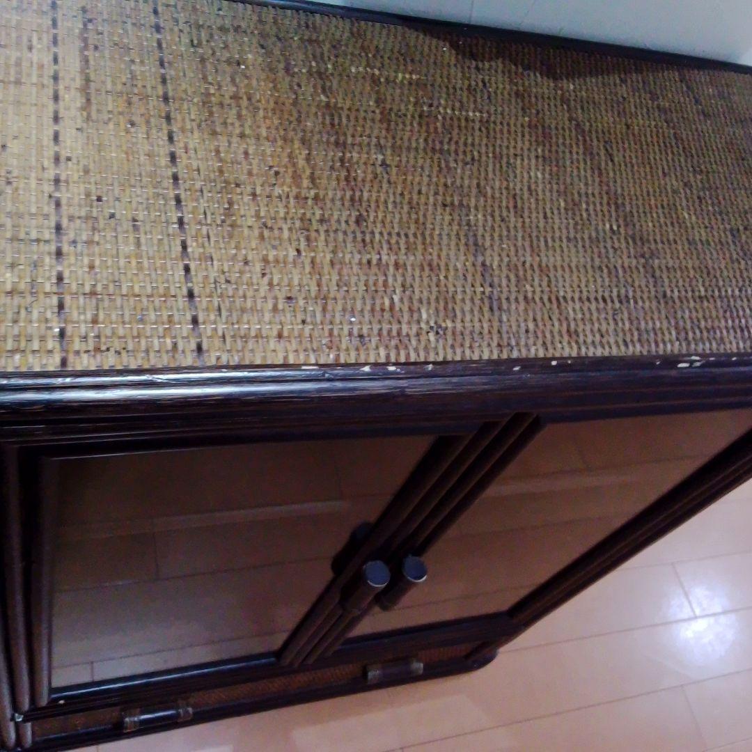 籐家具 ラタン 昭和レトロ エスニック アジアン　 キャビネット　ダークブラウン