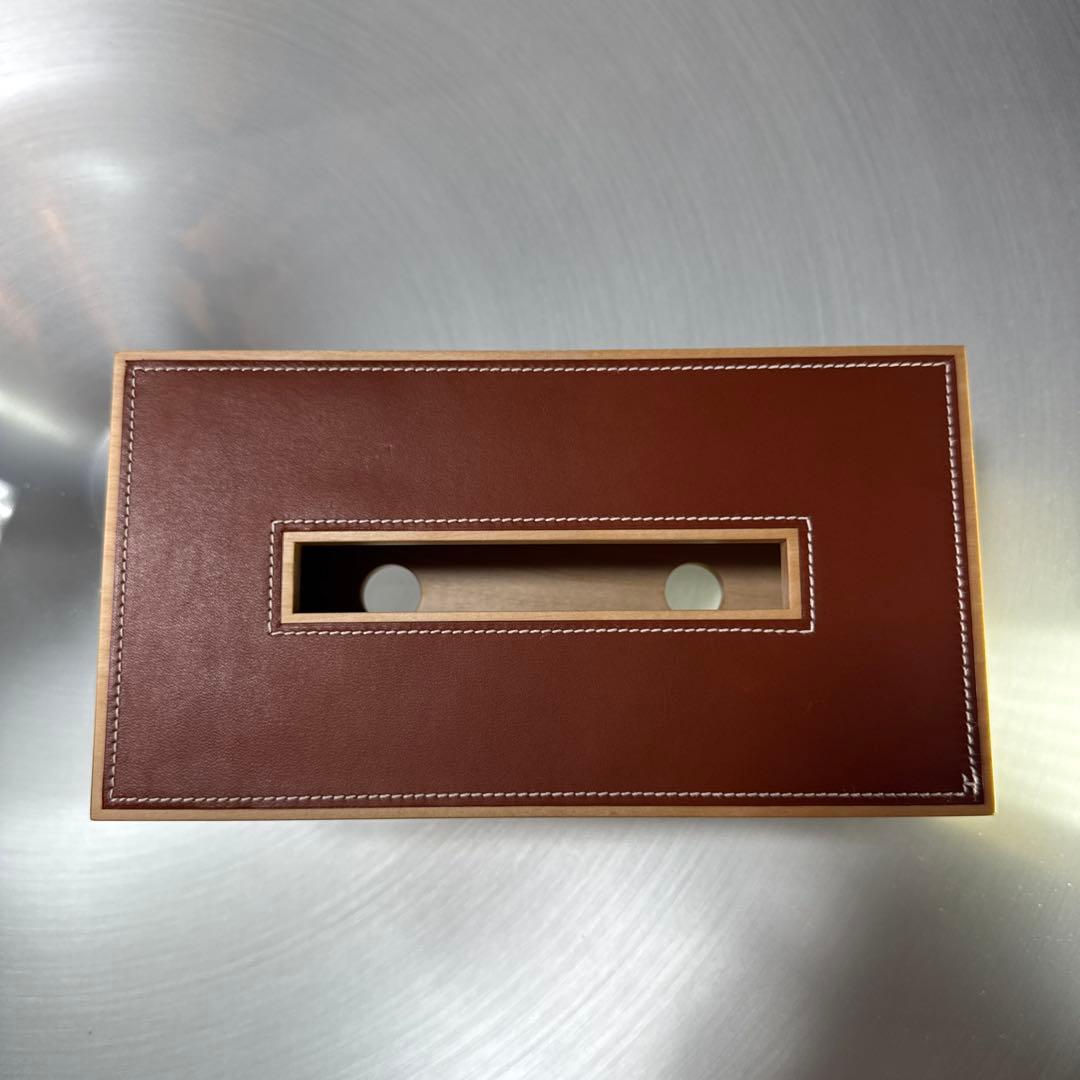 HERMES 木製レザー ティッシュボックス