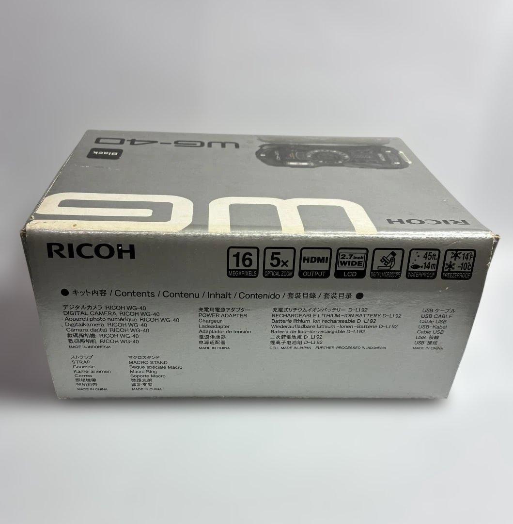 RICOH WG-40 防水デジタルカメラ　ブラック　付属品一式　説明書　箱付き