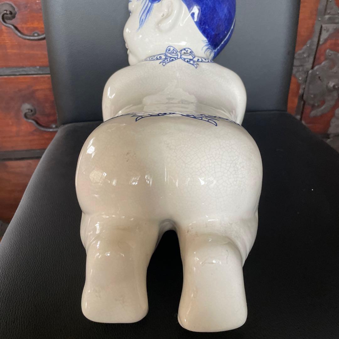 中国　骨董品　陶枕　女の子　唐子枕