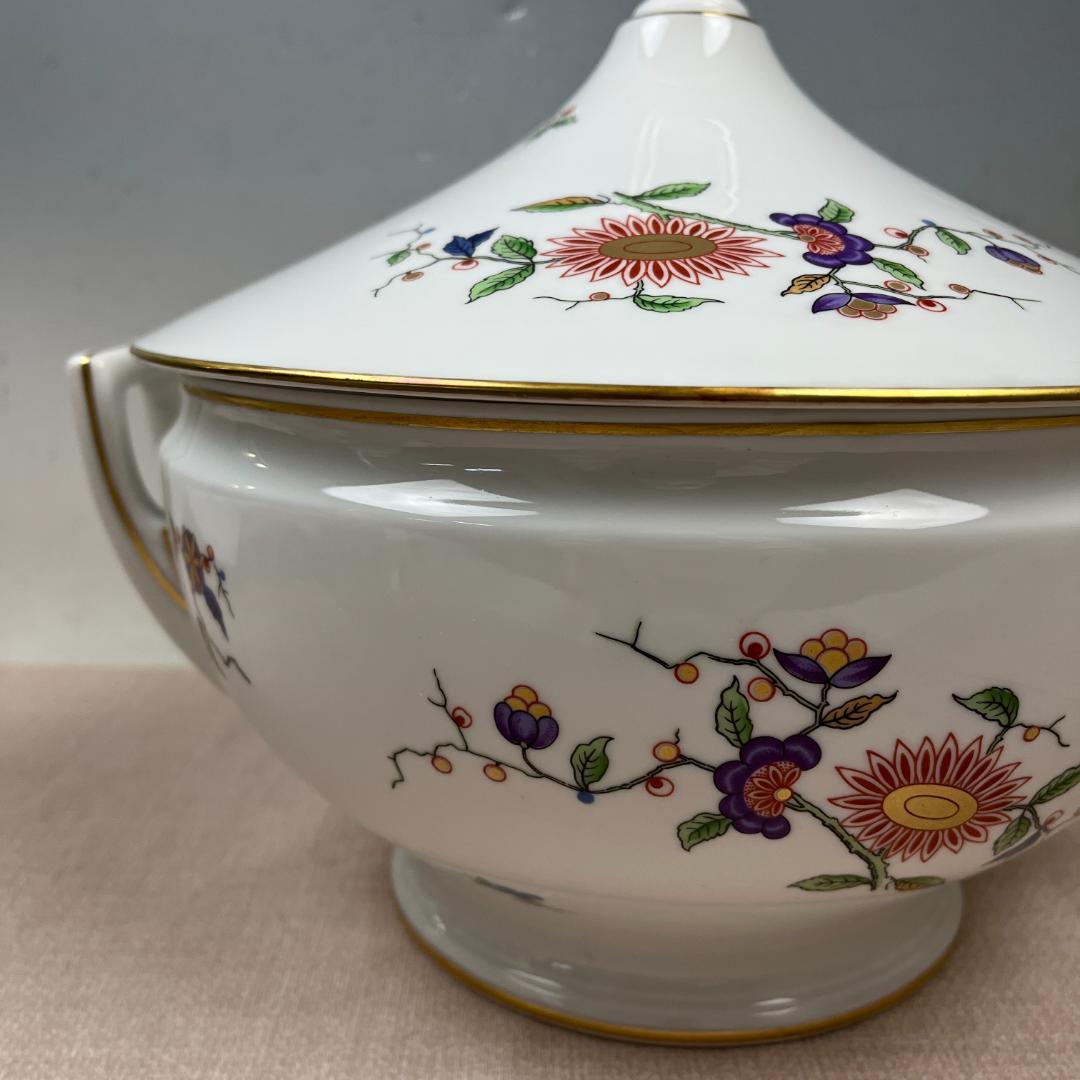 43 リチャード ジノリ スープチュリーン スープポット 花柄 蓋つき鉢 陶器