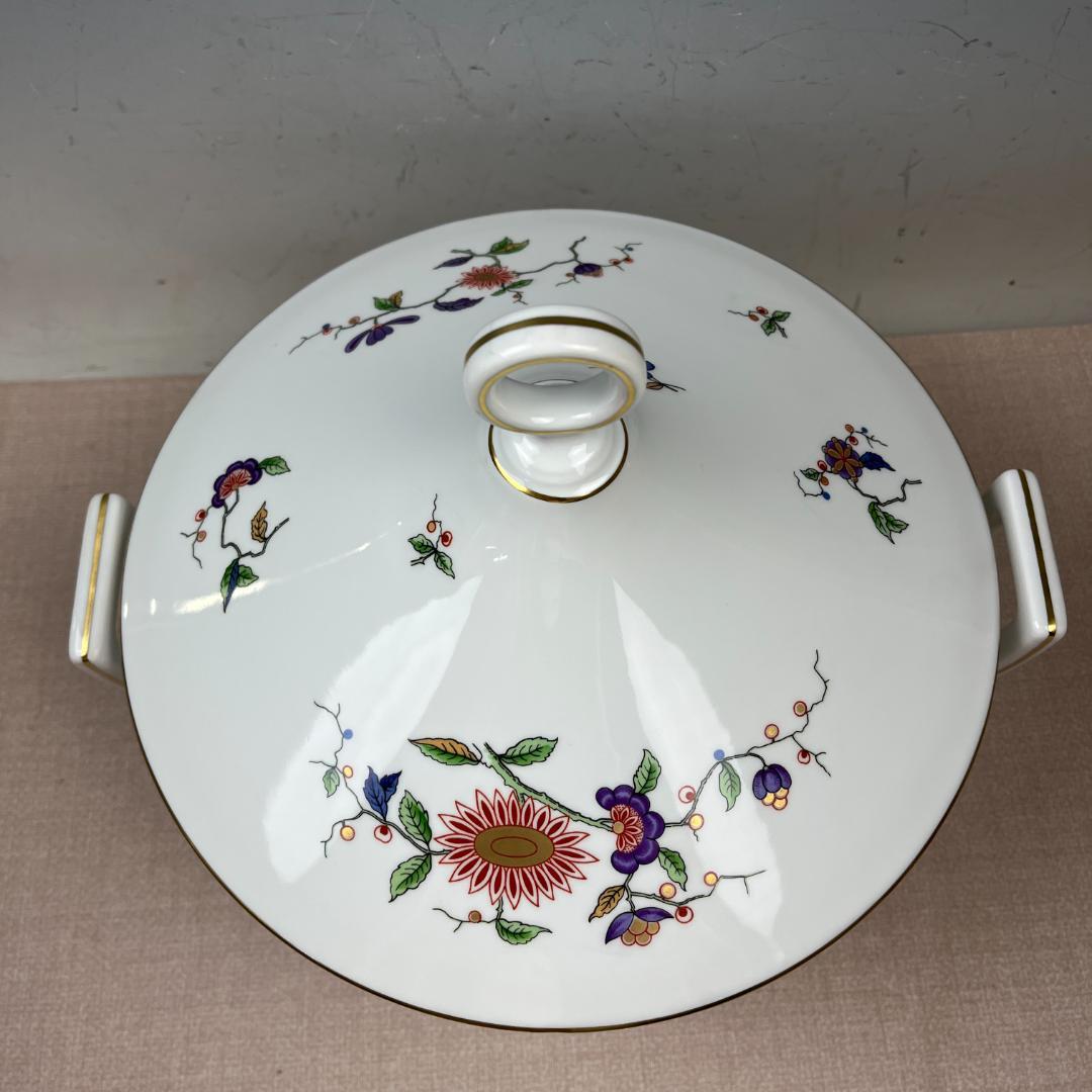43 リチャード ジノリ スープチュリーン スープポット 花柄 蓋つき鉢 陶器